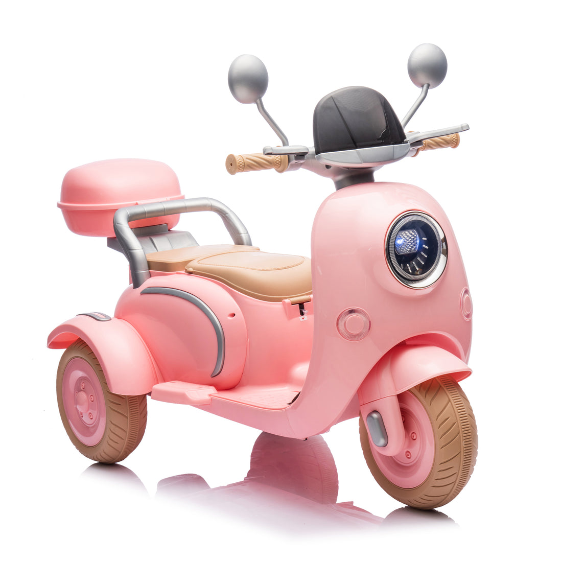 12V Two Seater Kids Ride On Electric Motorcycle,Three Wheels Kids Toy With Slow Start,Multi Function Player,Usb,Bluetooth, Light,Backseat Flip Adult Seat, Oversized Storage Box For Kids Aged 3 6. Pink 100 149 Lbs Polypropylene