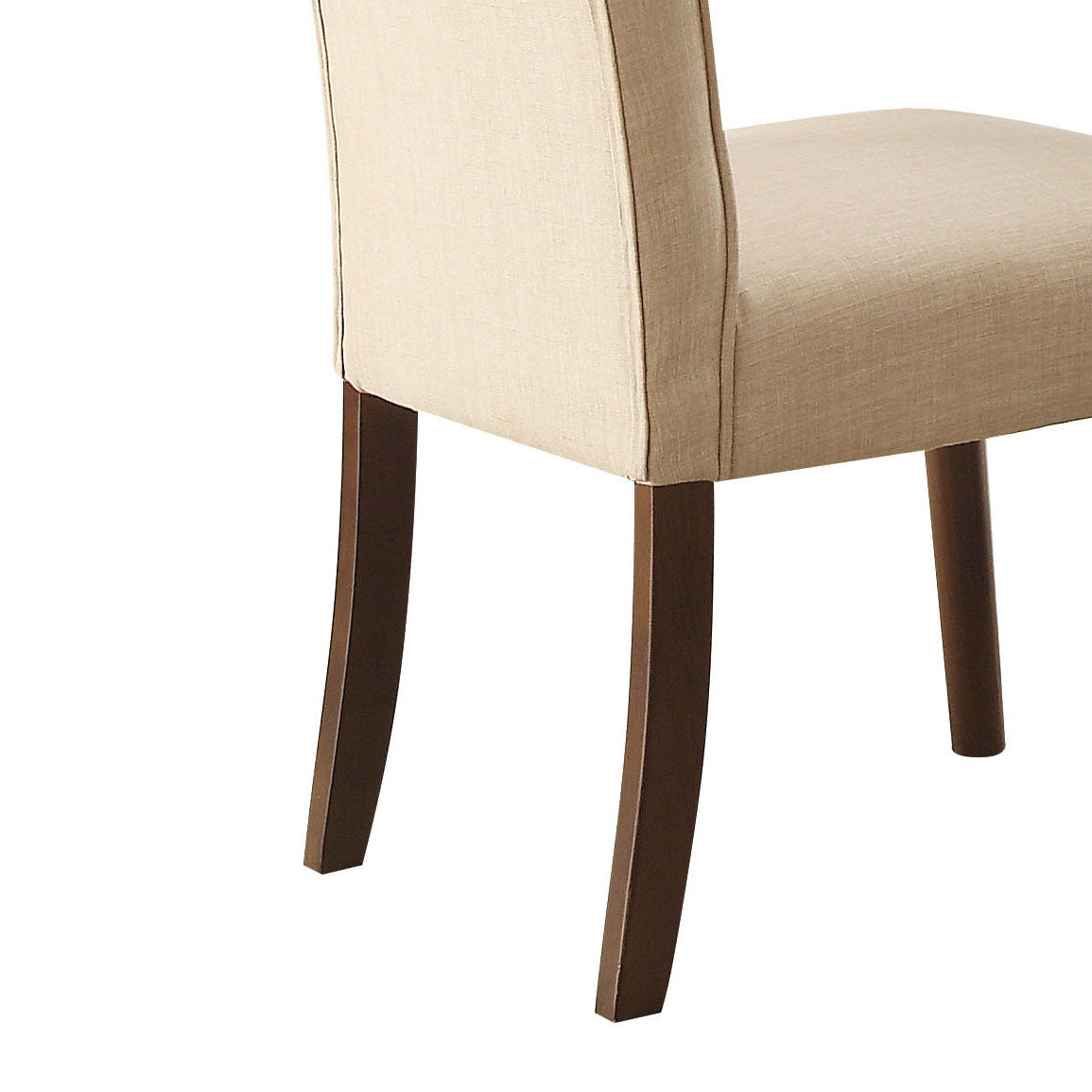 Beige Linen And Walnut Side Chair With Tufted Back Set Of 2 Solid Beige Dining Room Side Chair Solid Back Set Of 2 Wood Fabric