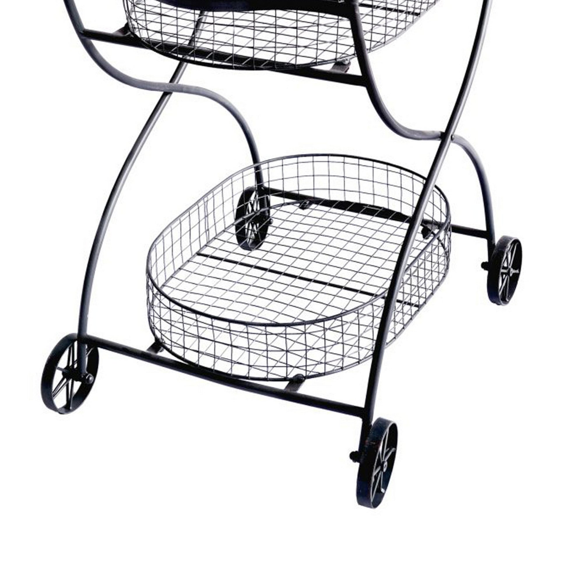 Well Designed Metal Utility Cart & Stand, Black Black Steel