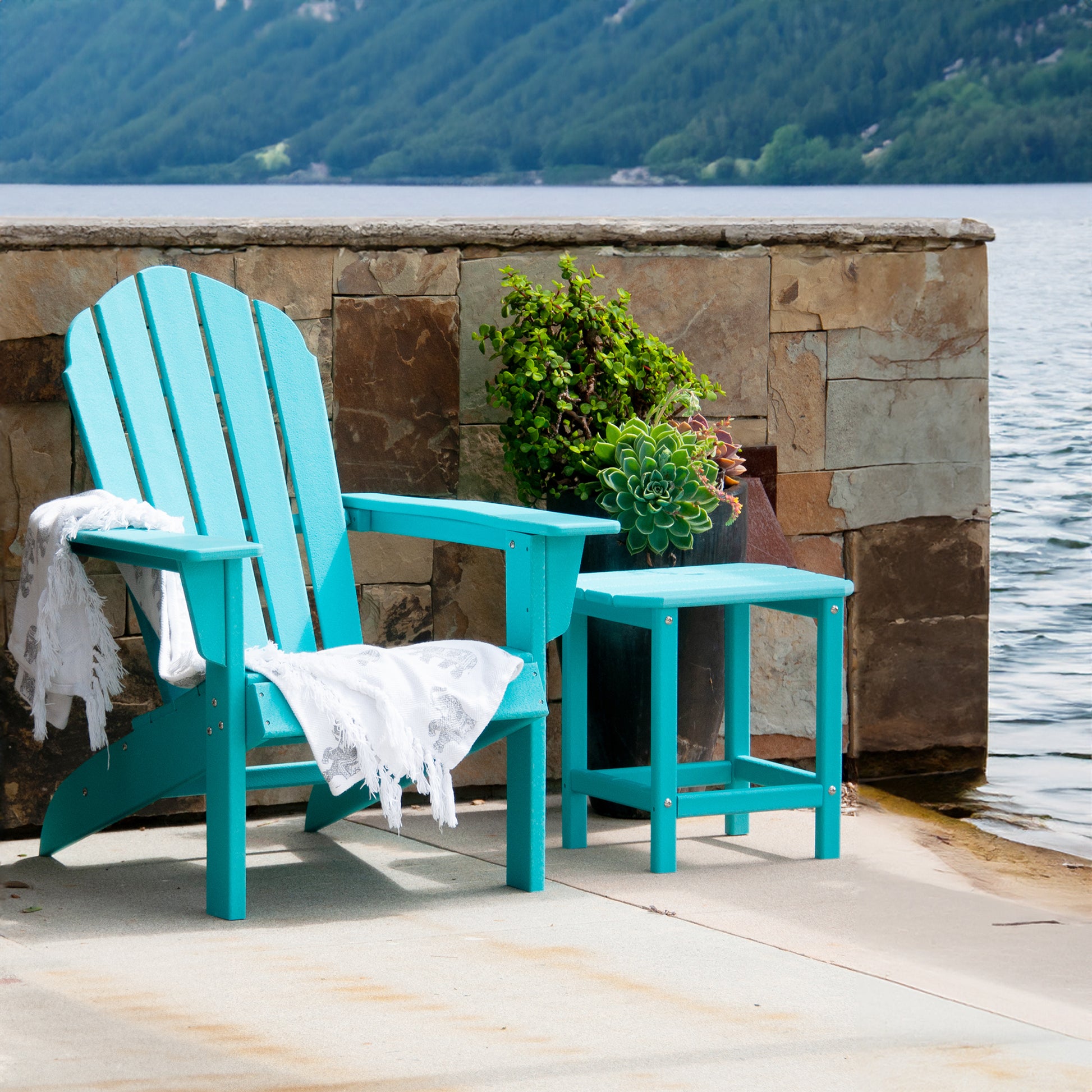 HDPE Compact Side Table, Perfect for Indoor Outdoor aqua blue-hdpe