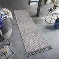 Naar Guros Collection 2X8 Gray White Medallion Indoor Outdoor Area Rug Grey White Polypropylene