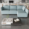 Modular Sectional Sofa, Convertible Sofa Seat With Storage, Sleeper Sectional Sofa Set, Fabric Flexible Modular Combinations For Living Room Antique Blue Fabric 4 Seat