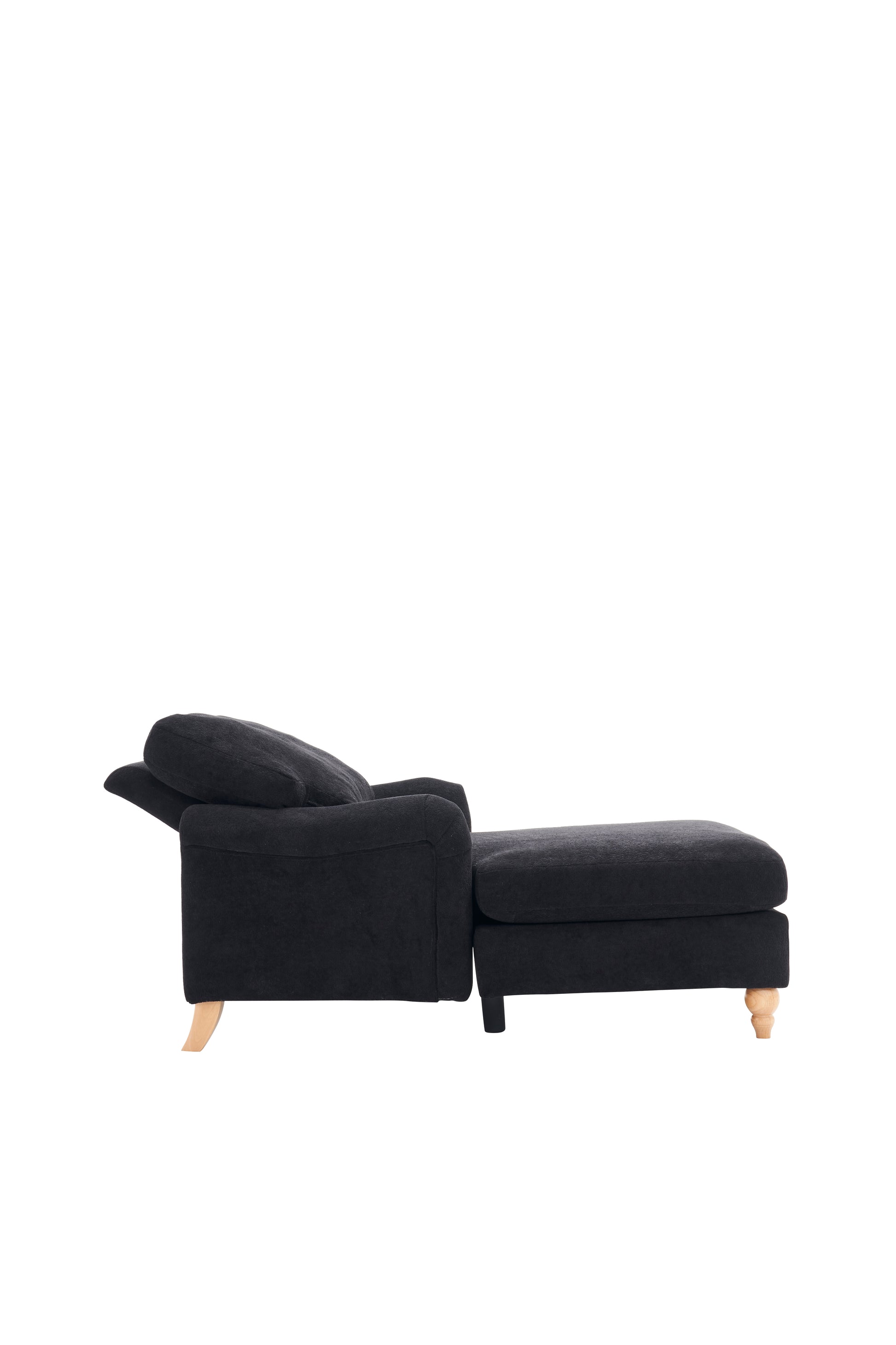 Modern Mid Century Indoor Oversized Chaise Lounger Comfort Sleeper Sofa With Soild Wood Legs Black Foam 1 Seat