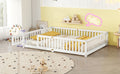 Queen Size Bed Floor Bed With Safety Guardrails And Door For Kids, White Expect Arrival Date 2024.7.26 , Old Sku W158090696 Queen White Pine