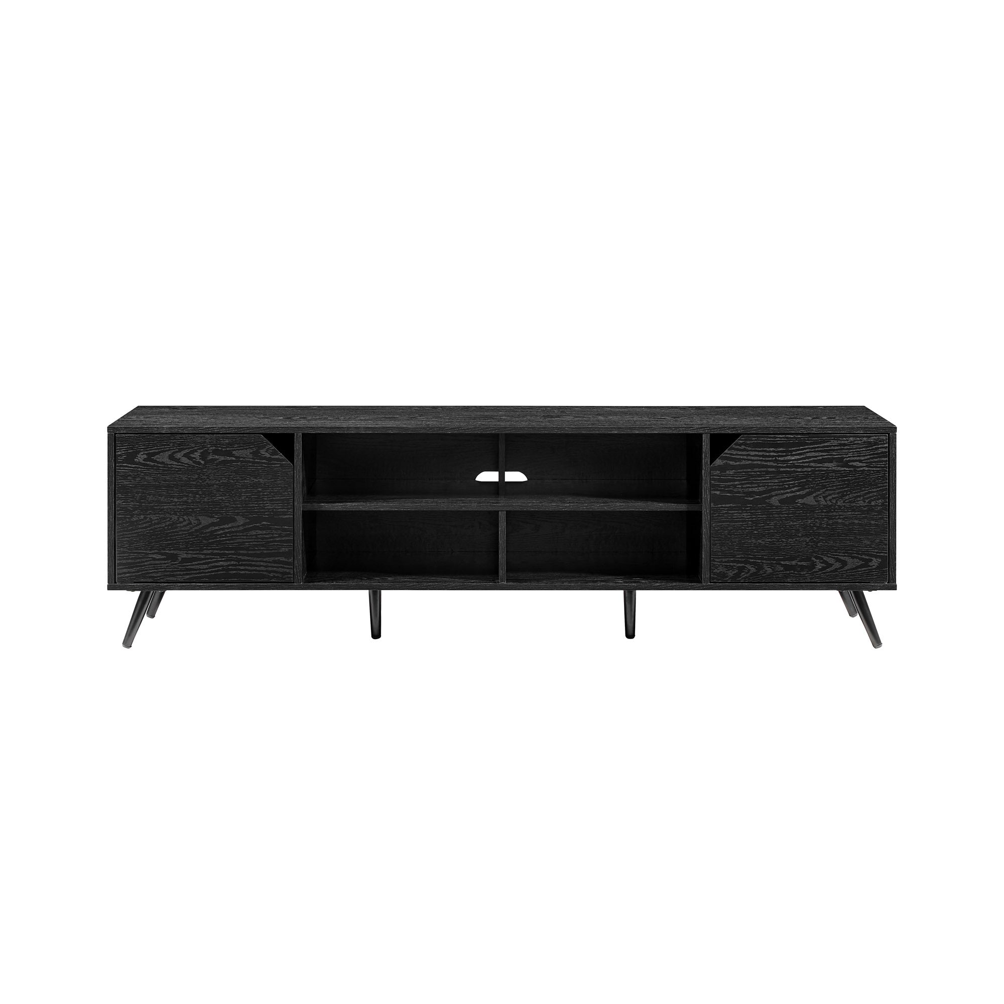 Contemporary 2 Door Minimalist Tv Stand For Tvs Up To 80 Inches Black Black 80 89 Inches Mdf Mdf