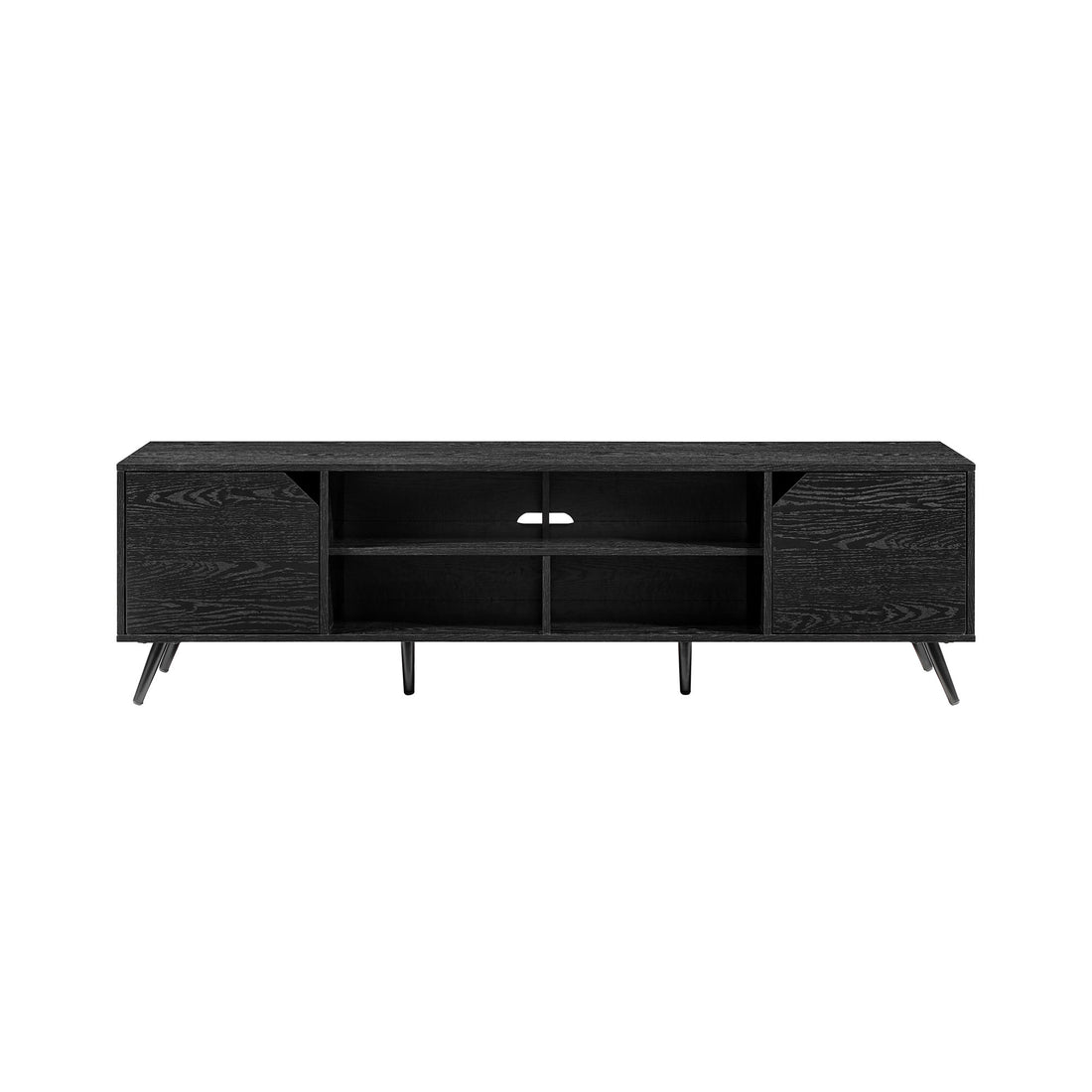 Contemporary 2 Door Minimalist Tv Stand For Tvs Up To 80 Inches Black Black 80 89 Inches Mdf Mdf