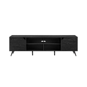 Contemporary 2 Door Minimalist Tv Stand For Tvs Up To 80 Inches Black Black 80 89 Inches Mdf Mdf