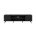 Contemporary 2 Door Minimalist Tv Stand For Tvs Up To 80 Inches Black Black 80 89 Inches Mdf Mdf