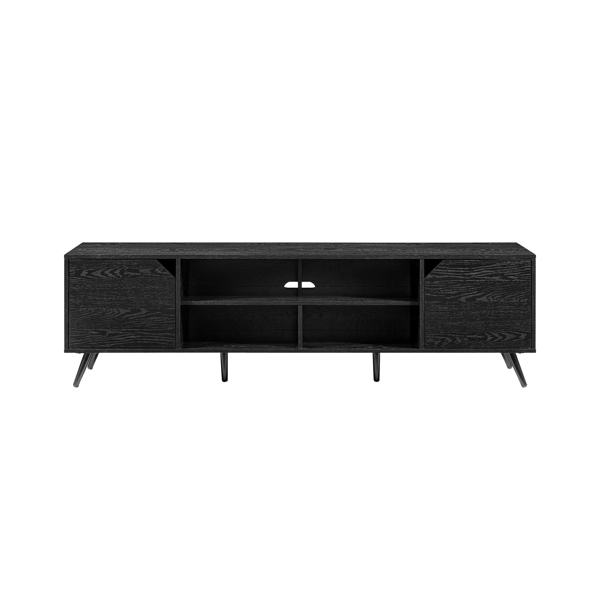 Contemporary 2 Door Minimalist Tv Stand For Tvs Up To 80 Inches Black Black 80 89 Inches Mdf Mdf