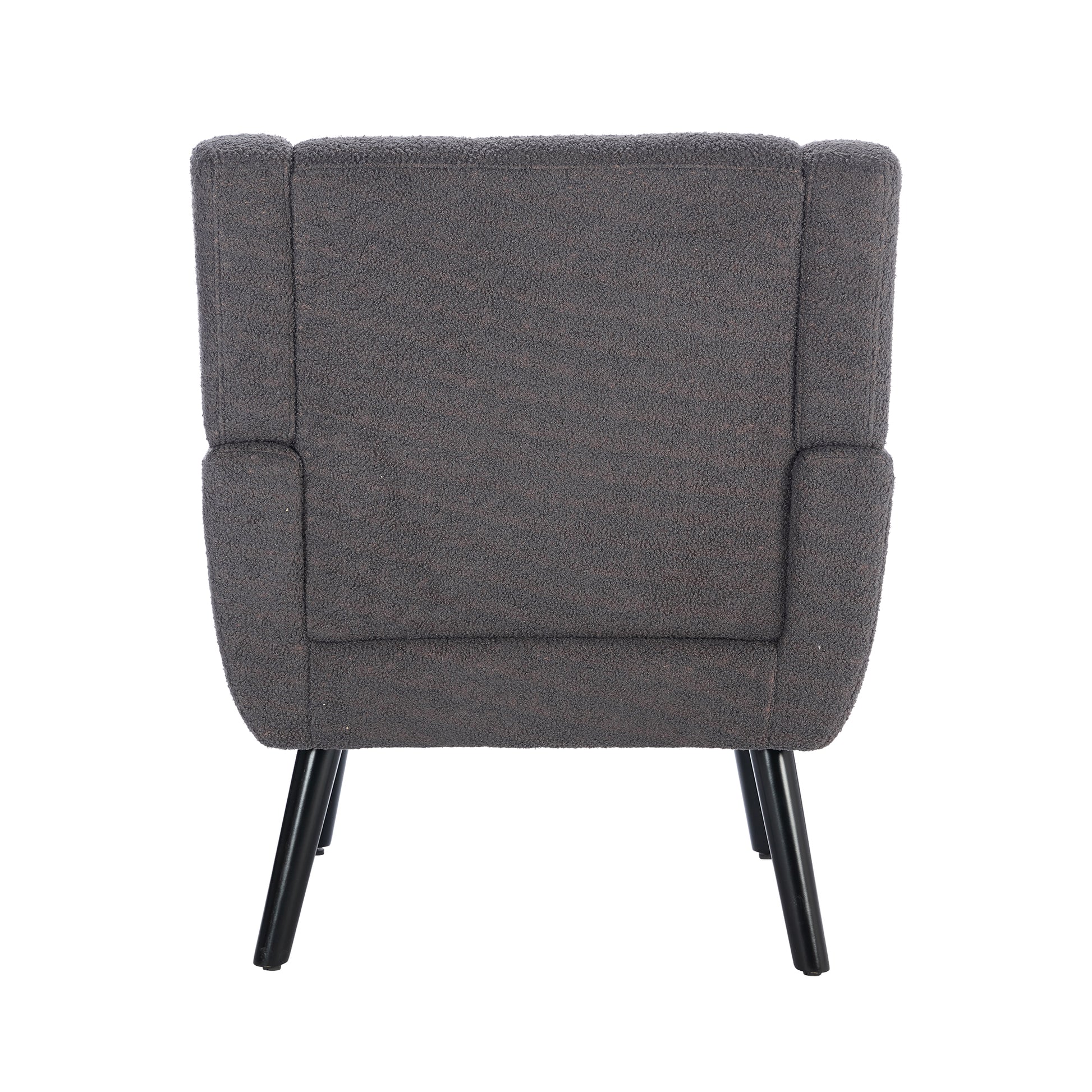 Modern Soft Teddy Material Ergonomics Accent Chair Living Room Chair Bedroom Chair Home Chair With Black Legs For Indoor Home Grey Teddy Fabric Grey Foam Upholstered