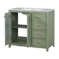 36 Inch Bathroom Vanity With Two Soft Close Doors, Adjustable Shelves And Three Soft Close Drawers Green Bathroom Solid Wood Mdf
