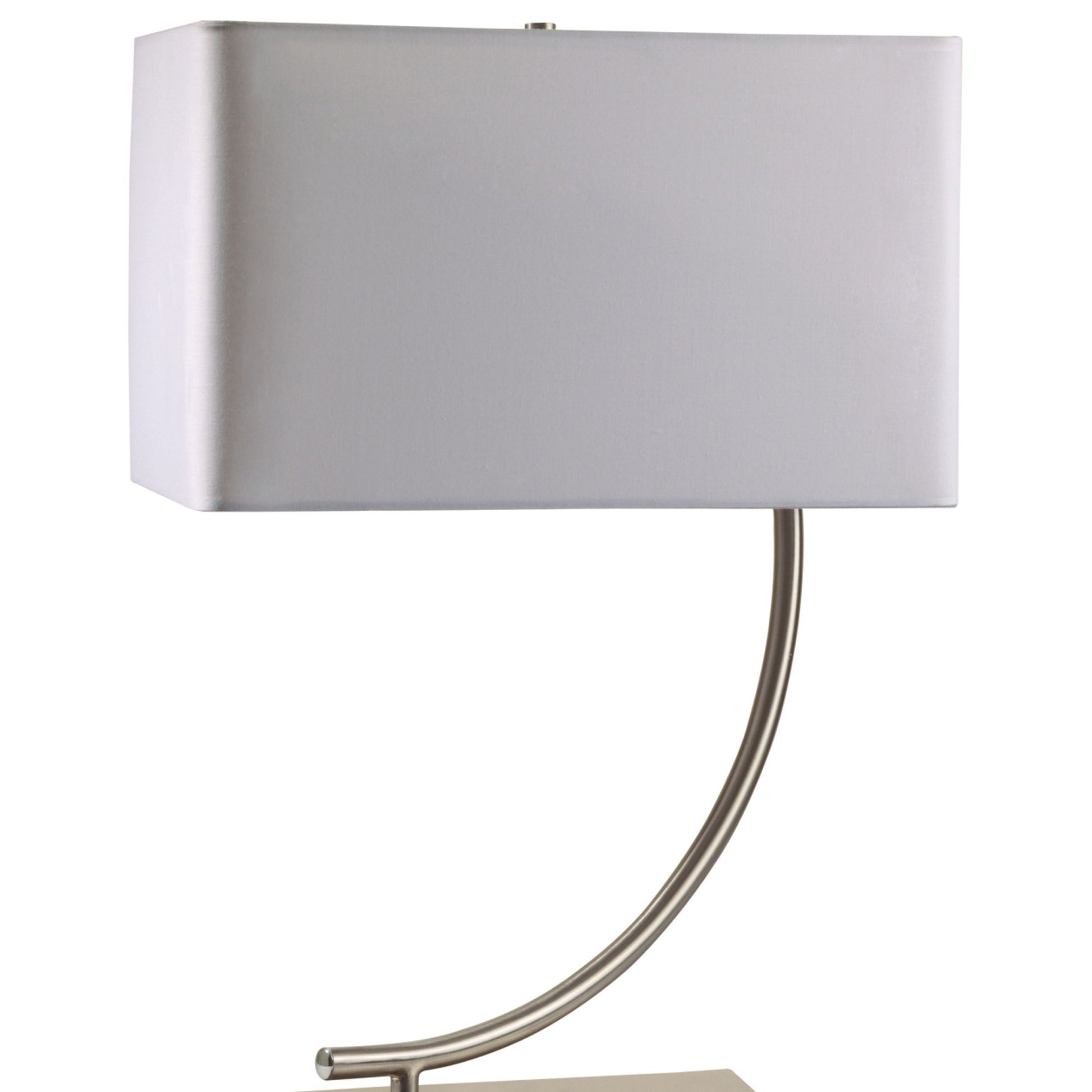 22.5" Tall Metal Table Lamp With Silver Finish And Curved Design, White Shade Multicolor Metal