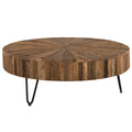 42 In. Round Handcrafted Reclaimed Wood Coffee Table, Modern Living Room Sofa Table With Metal Legs, Brown Black Black Brown Brown Primary Living Space Modern Coffee & End Tables Round Wood Metal