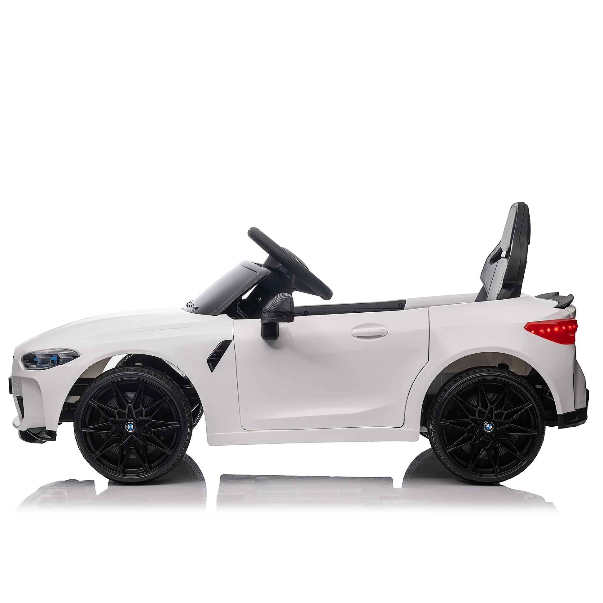 Bmw M4 12V Kids Ride On Toy Car 2.4G W Parents Remote Control,Three Speed Adjustable,Power Display, Usb,Mp3 ,Bluetooth,Led Light,Story,A Handle With Wheels And A Pull, Easy To Carry White