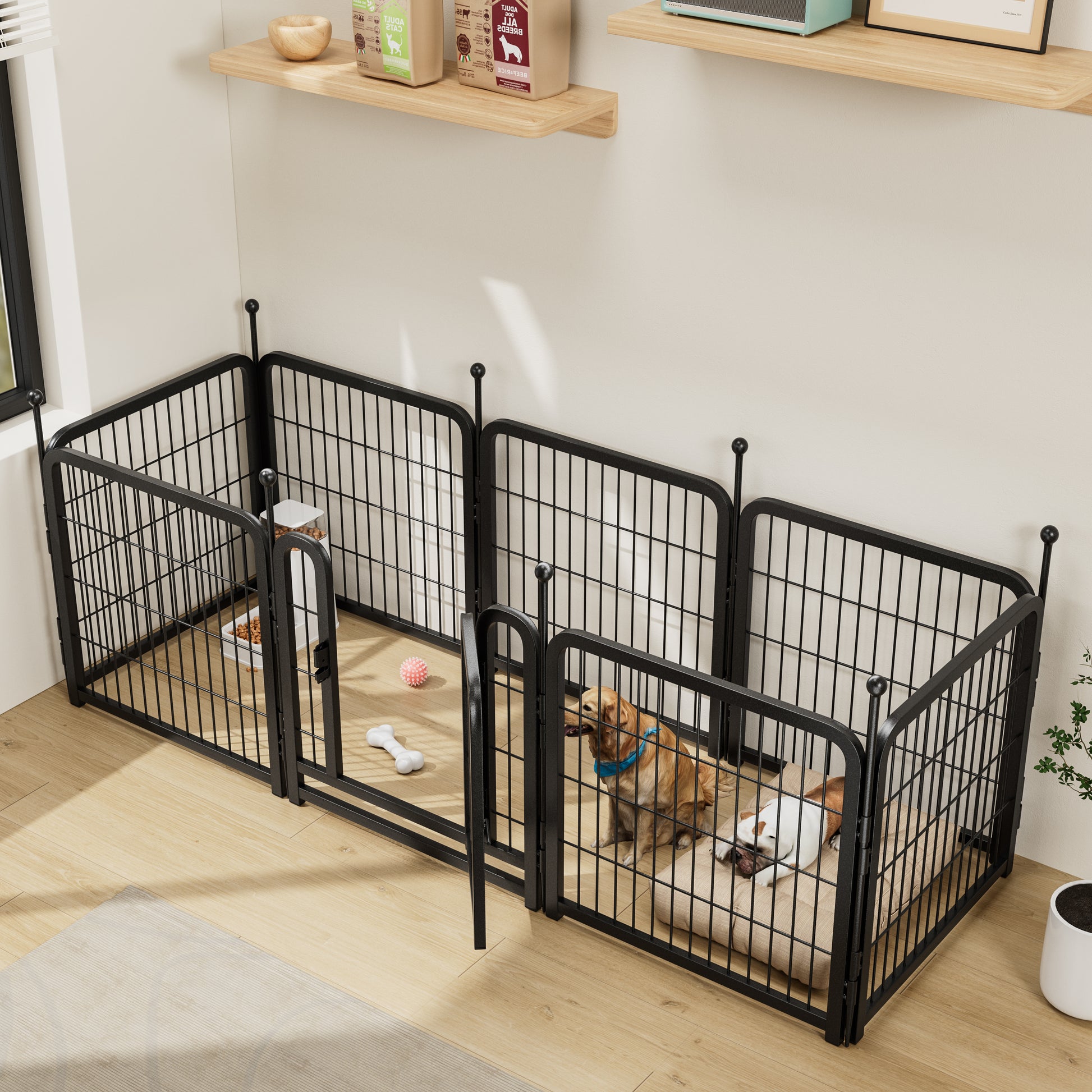 Dog Playpen 8 Panels 24" Height Heavy Duty Dog Fence Puppy Pen For Large Medium Small Dogs Indoor Outdoor Foldable Pet Exercise Pen Black Iron