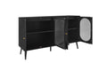 4 Door Cabinet, Sideboard Accent Cabinet, Storage Cabinet For Living Room, Hallway Entryway Kitchen Black Mdf