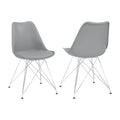 Set Of 2 Polypropylene Side Chairs, Grey Grey Rectangular Set Of 2 Metal,Polypropylene