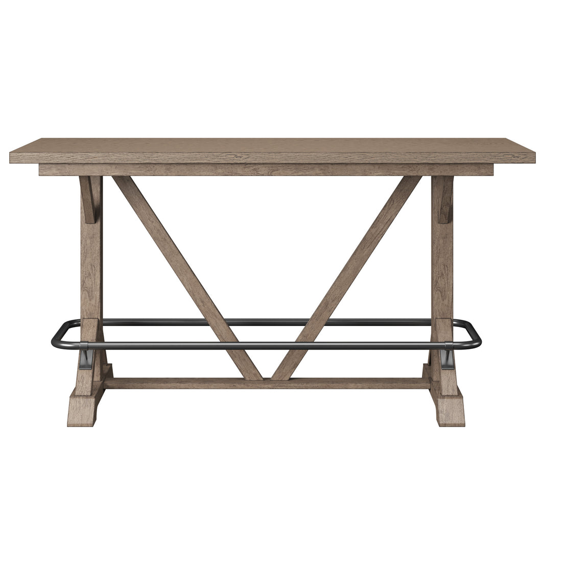 Benti Brown Bar Height Trestle Table Brown Solid Wood