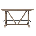 Benti Brown Bar Height Trestle Table Brown Solid Wood