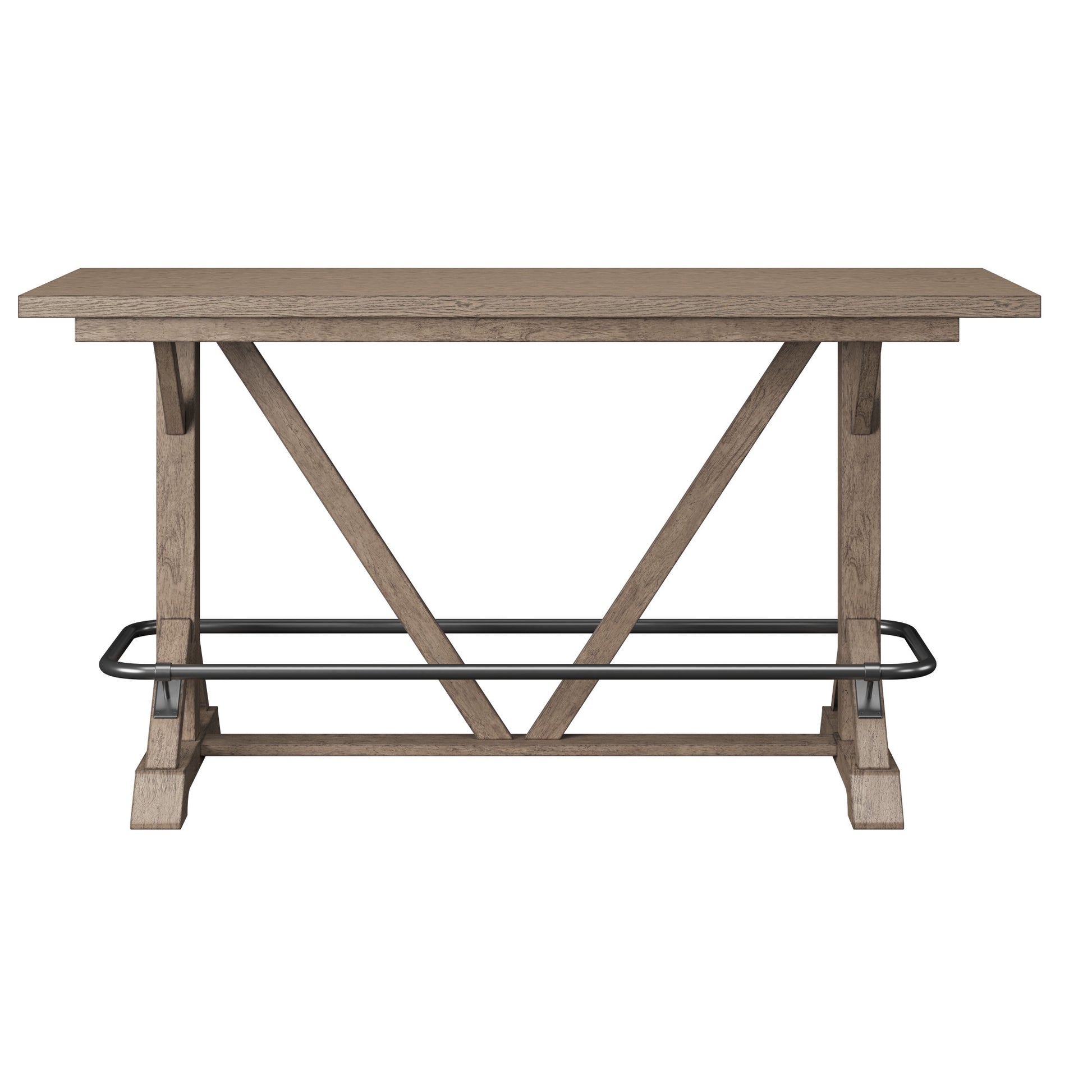 Benti Brown Bar Height Trestle Table Brown Solid Wood