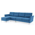 Modern Sofa 3 Seat Couch With Stainless Steel Trim And Metal Legs For Living Room,Package Compression Sofa Technology,Navy Blue Navy Blue Foam 5 Seat