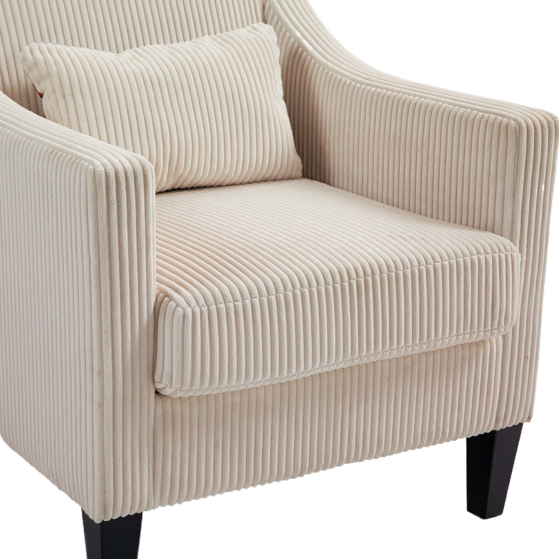 Coolmore Modern Accent Chair,Upholstered Armchair With Scooped Arms For Bedroom,Apartment,Studio,Office,Waiting Room Beige Corduroy Beige Primary Living Space Foam Corduroy