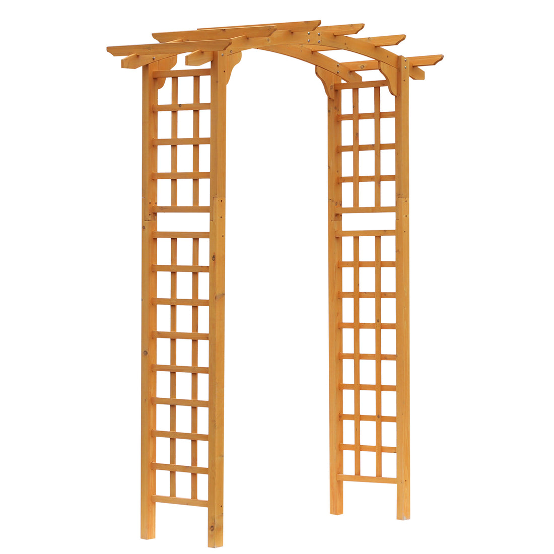 Outsunny 90In Wood Garden Arbor Arch With Trellis Wall For Climbing & Hanging Plants, Decor For Party, Weddings, Birthdays & Backyards Natural Wood