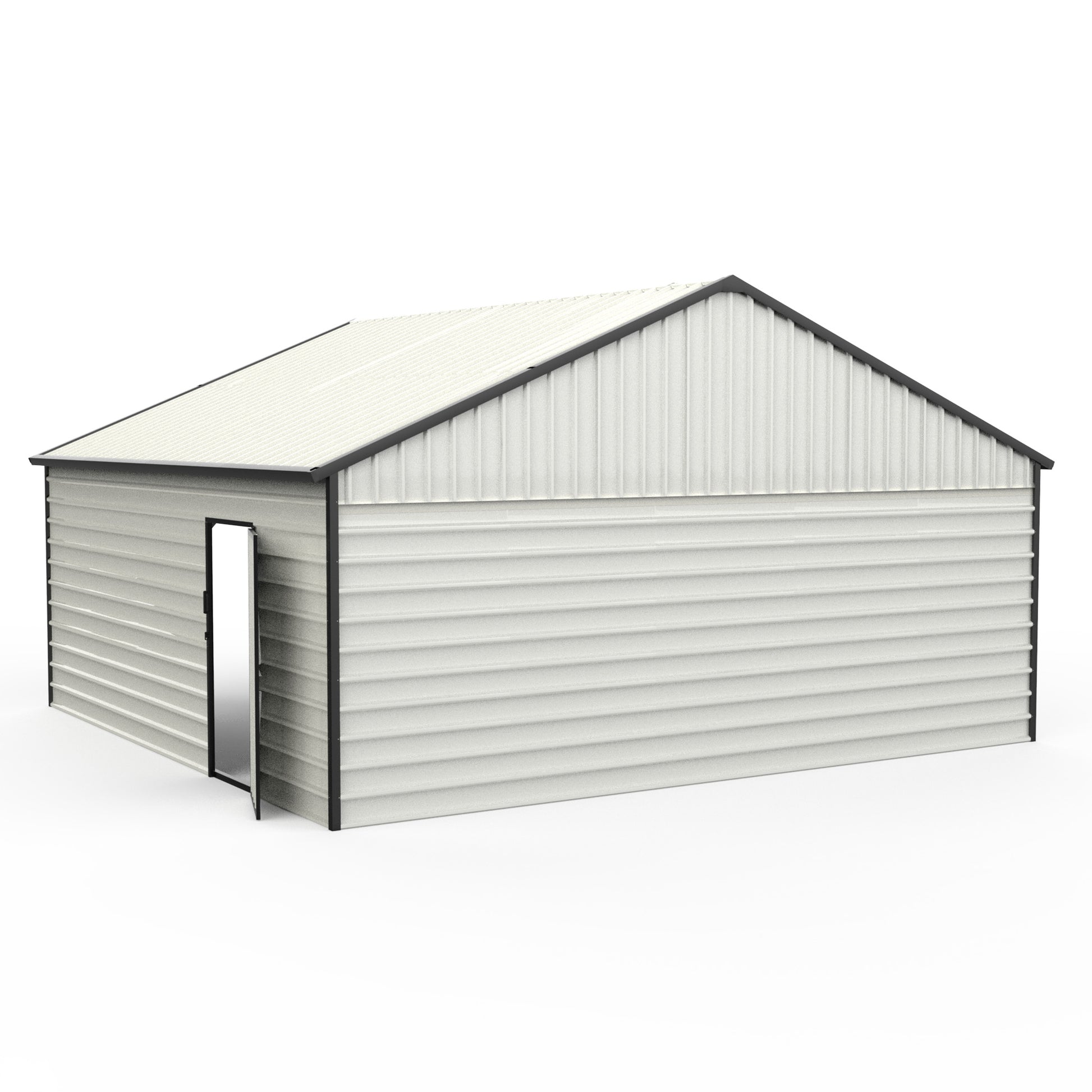 23Ft X 22Ft Double Garage Metal Shed With Side Entry Door,Can Storage Power Tools, Motorized Machinery, Farm Equipment, Pick Up Truck Cream Garden & Outdoor Metal