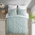 3 Piece Cotton Jacquard Comforter Set Aqua Full Queen Queen Aqua Cotton