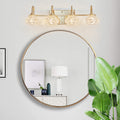 Modern Crystal Bathroom Vanity Light, 4 Light Golden Wall Sconce With Clear Glass Shade, Elegant Wall Mount Lighting For Bathroom, Powder Room, Or Vanity Mirror No Bulbs Golden Crystal Iron