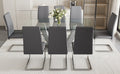 1 Table And 8 Chairs Set.Large Rectangular Table, Equipped With 0.39 Inch Tempered Glass Table Top And Mdf Table Legs.Paired With 8 Chairs With Faux Leather Padded Seats And Metal Legs.F 907,Dx 2268 Transparent Mdf Glass