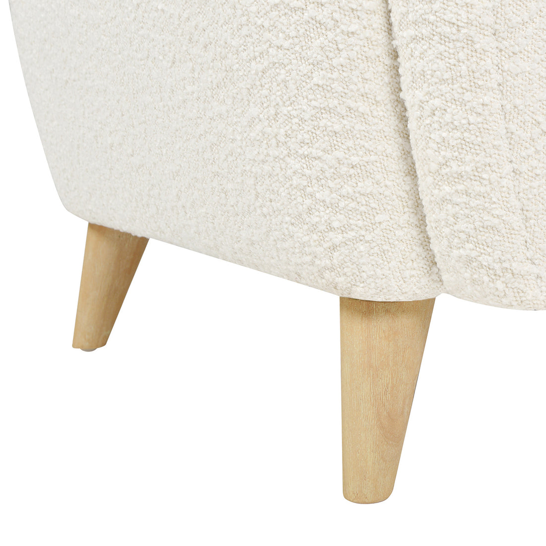 Lune 30" Curved Arm Accent Chair With Lumbar Pillow, Ivory White Boucle White Foam Boucle