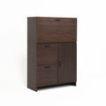 Desk Cabinet, With Storage Drawer & Shelves, Fold Up Desktop, Ideal For Home, Office, Dormitory, Small Spaces W31.49