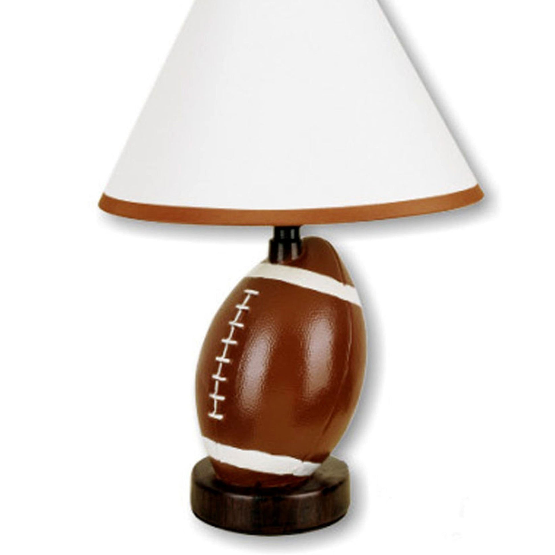 13.5" Tall Ceramic Table Lamp, Football Shaped, Linen Shade Multicolor Ceramic