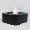 Tabletop Fire Pit With Glass Wind Guard Black Concrete