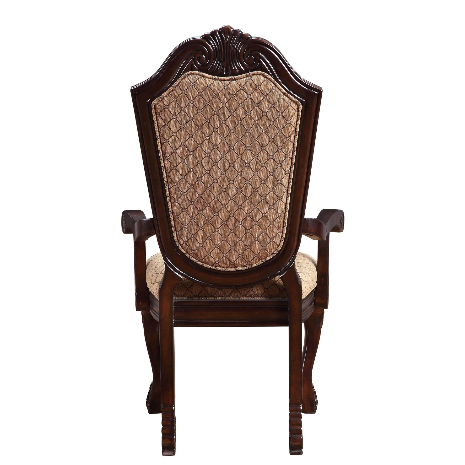 Beige And Espresso Arm Chairs With Arched Backrest Set Of 2 Solid Espresso Espresso Dining Room Foam Traditional Arm Chair Solid Back Set Of 2 Foam Wood Fabric