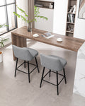 Counter Height Swivel Bar Stools Set Of 2, 360 Swivel Upholstered Barstools With Back And Metal Legs, 25.6