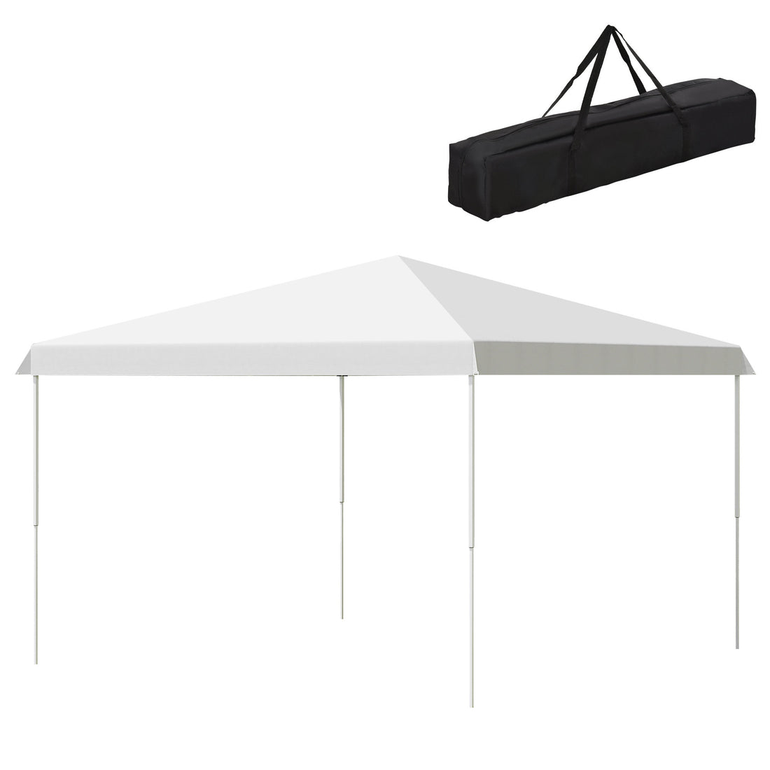 Outsunny 13' X 13' Pop Up Canopy Tent, Instant Sun Shelter, Tents For Parties, Height Adjustable, With Wheeled Carry Bag For Outdoor, Garden, Patio, Parties, White White Steel