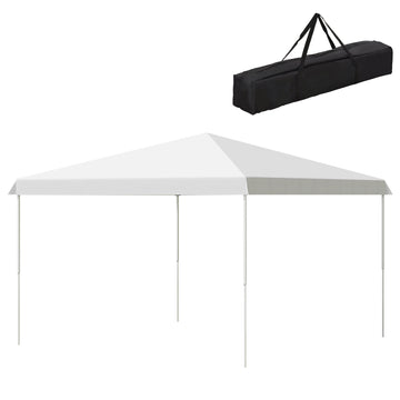 Outsunny 13' X 13' Pop Up Canopy Tent, Instant Sun Shelter, Tents For Parties, Height Adjustable, With Wheeled Carry Bag For Outdoor, Garden, Patio, Parties, White White Steel