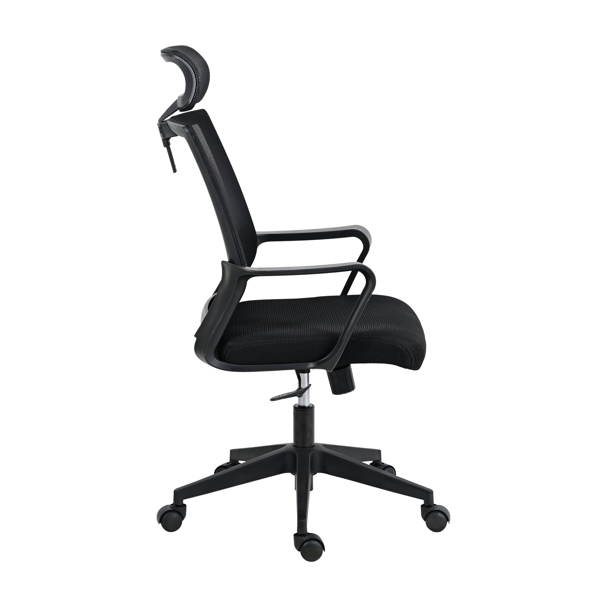 Techni Mobili Ergonomic Office Chair With Lumbar Support And Adjustable Headrest Black Office Spot Clean Modern Office Chairs Adjustable Height Fabric Plastic