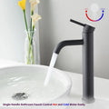 Bathroom Modern Tall Faucets Single Handle One Hole Lavatory Bathroom Sink Faucet Matte Black Cartridge Valve Bathroom 1 Hole Faucets Stainless Steel