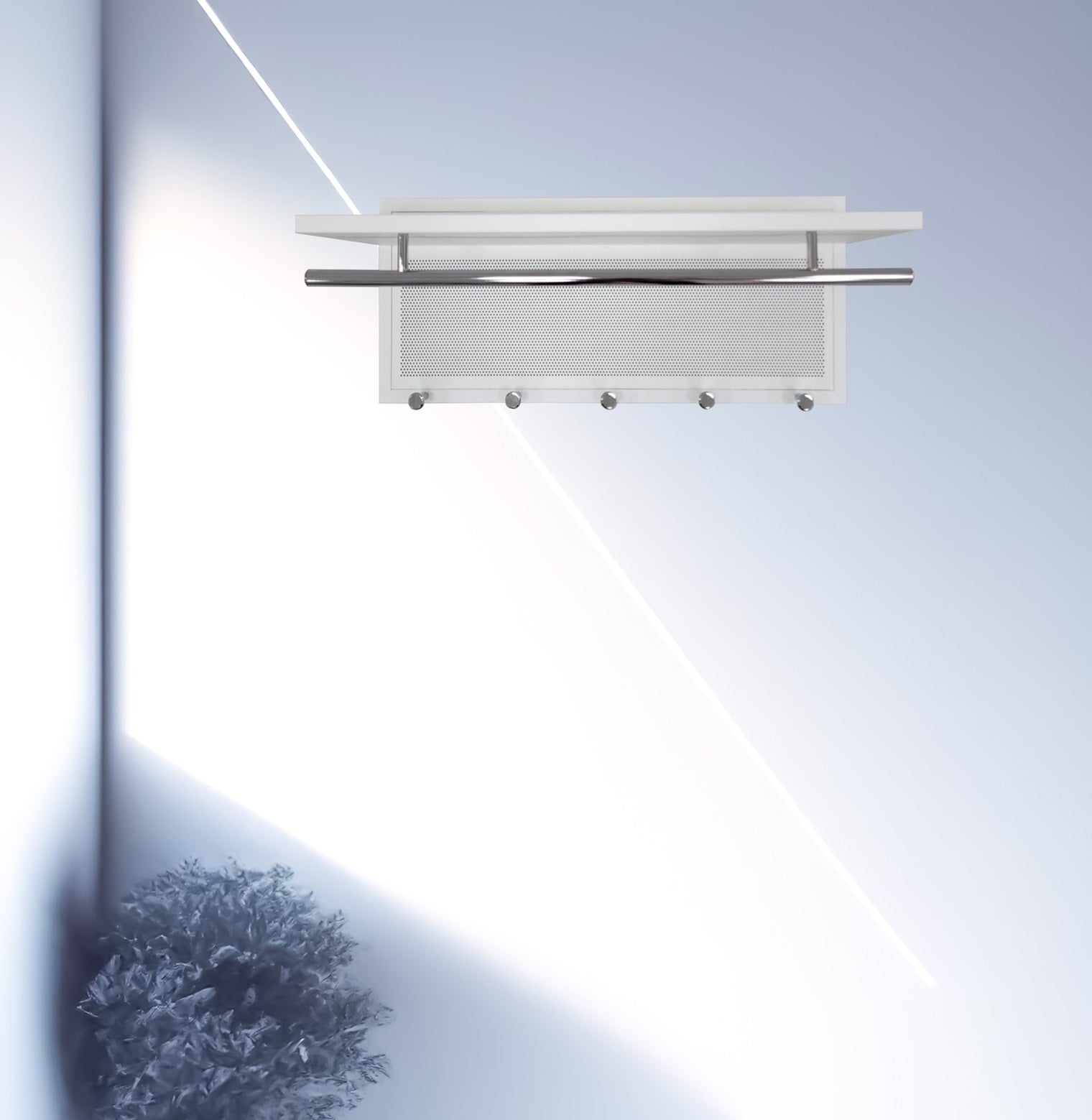 Esyspot Metal Powder Coating Hook Wall Mounted With Shelf In White White Bedroom Contemporary Chrome Metal