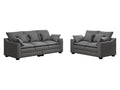 2 Pieces Sofa Couch 3 Seater And Loveseat With Pillows Polyester Upholstered Duck Down Filled Cushion Sofa Set For Living Room Apartment,Grey Grey Polyester Wood Primary Living Space Soft Cushion Back Foam Polyester 5 Seat