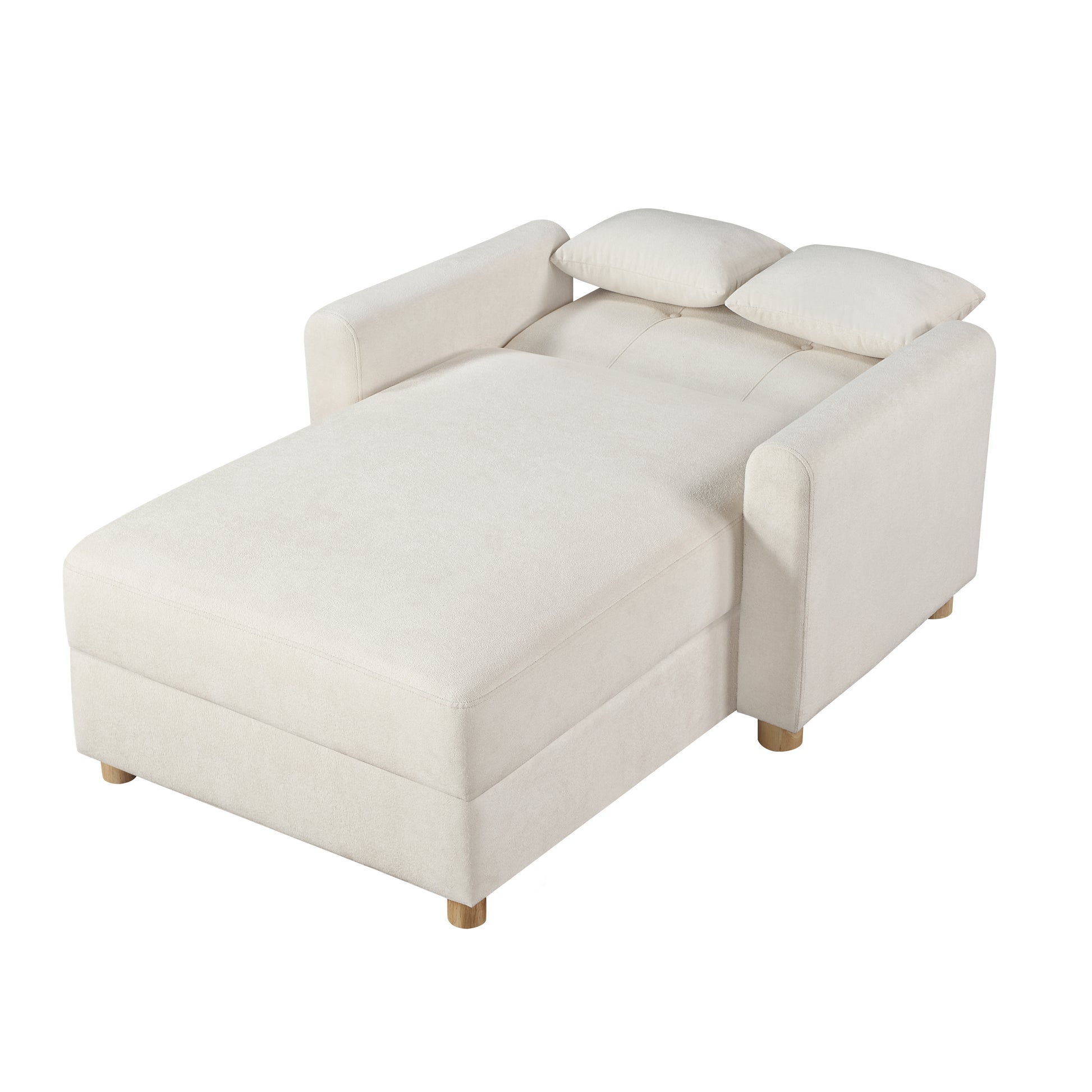 Thomas 42.5"W White Fabric Convertible Sleeper Chaise Lounge Chair With Storage White Fabric