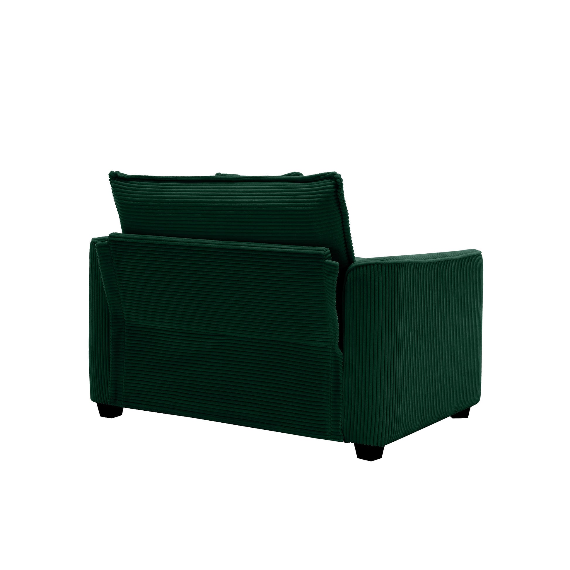 Luxurious And Sophisticated Deep Seated Sofa Set With Two Single Chairs In Green Corduroy Fabric, Suitable For Bedroom And Office Green Corduroy 2 Seat