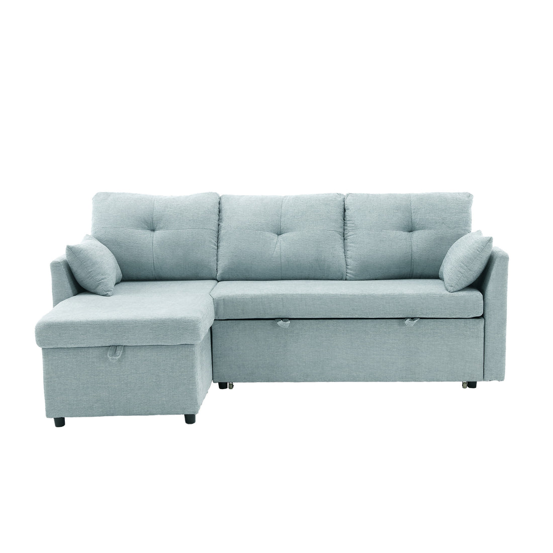 United We Win Furniture, Modular L Shaped Sofa, Modular Long Sofa With Reversible Chaise Lounge, Sofa Bed, Sleeper Sofa, Modular Sofa Combination With Storage Seats. Mint Green Chenille 3 Seat