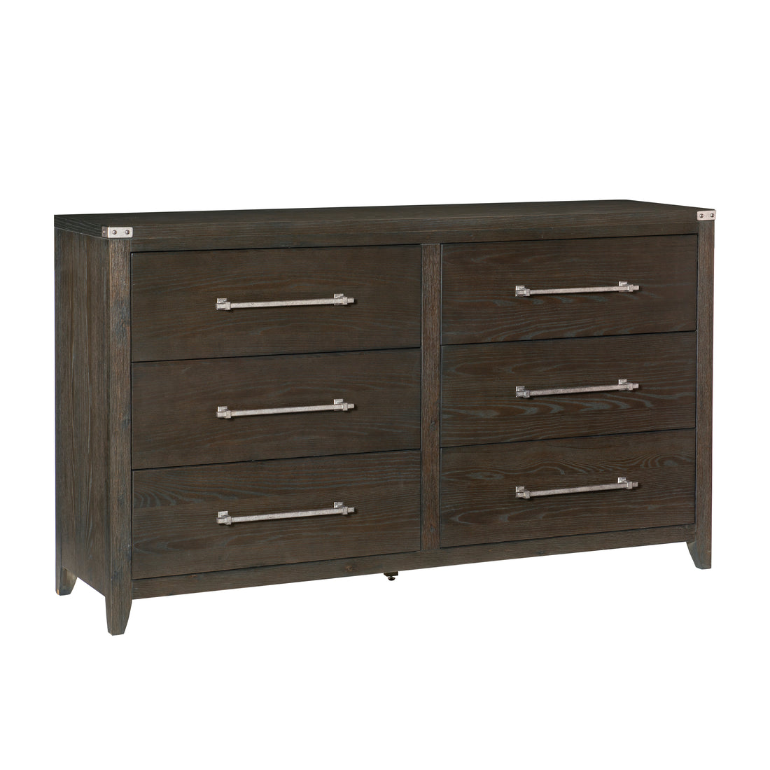 Dark Brown Finish Dresser 1Pc 6 Drawers Mottled Silver Tone Bar Pulls Modern Transitional Bedroom Furniture Dark Brown Bedroom Modern,Transitional Engineered Wood,Wood