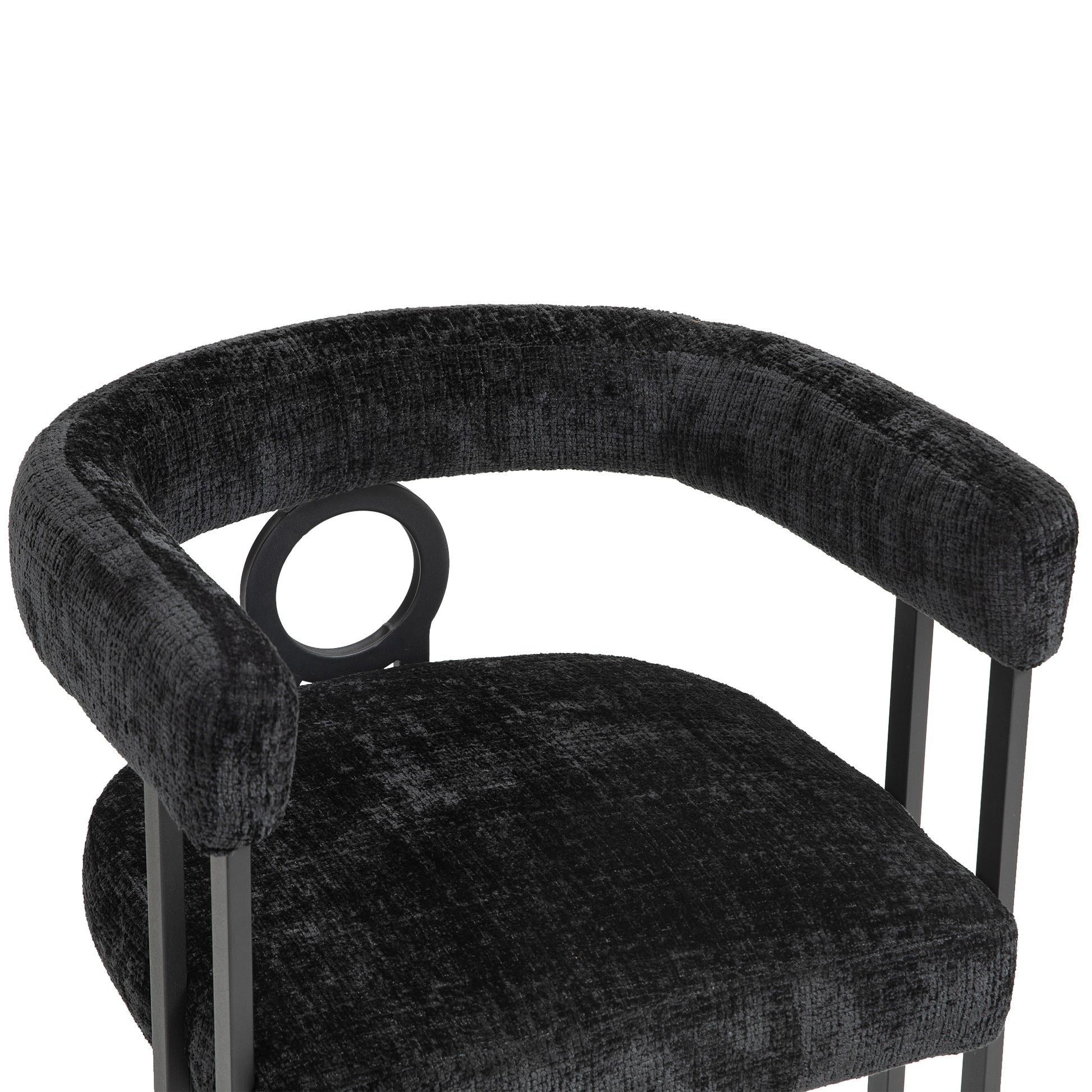 Coolmore Contemporary Designed Velvet Fabric Upholstered Accent Dining Chair Barrel Side Chairs Kitchen Armchair For Living Room Set Of 2 Black Chenille Black Dining Room Foam Chenille