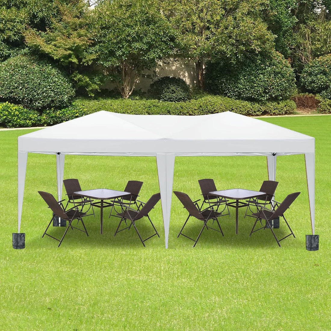 10'X20' Folding Canopy With 6 Removable Sidewalls Outdoor Event Shelter Upf 50 Gazebo Portable Tents For Parties Beach Camping Wedding Ez Pop Up Canopy White Metal