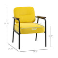 Homcom Modern Accent Chair With Cushioned Seat And Back, Upholstered Velvet Armchair For Bedroom, Living Room Chair With Arms And Steel Legs, Yellow Yellow Steel